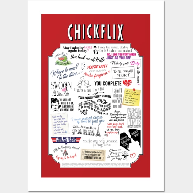 Chick Flicks Rom Com Quotes Wall Art by BitemarkMedia